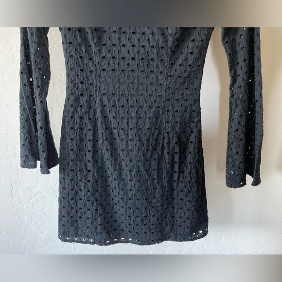 Anthro/ Avec Les Filles| Black Eyelet Dress with Bell Sleeves, Size XS••• - Picture 8 of 15